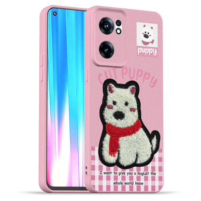 Pikkme pink Plush Patch back cover for OnePlus Nord CE 2 5G