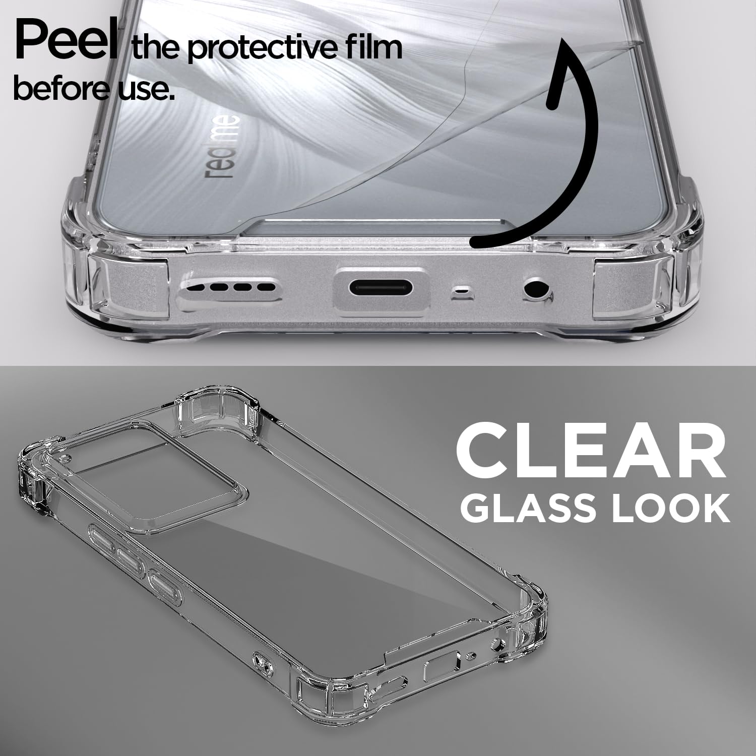Pikkme Realme C71  PC + TPU Crystal Clear Back Cover (Transparent)