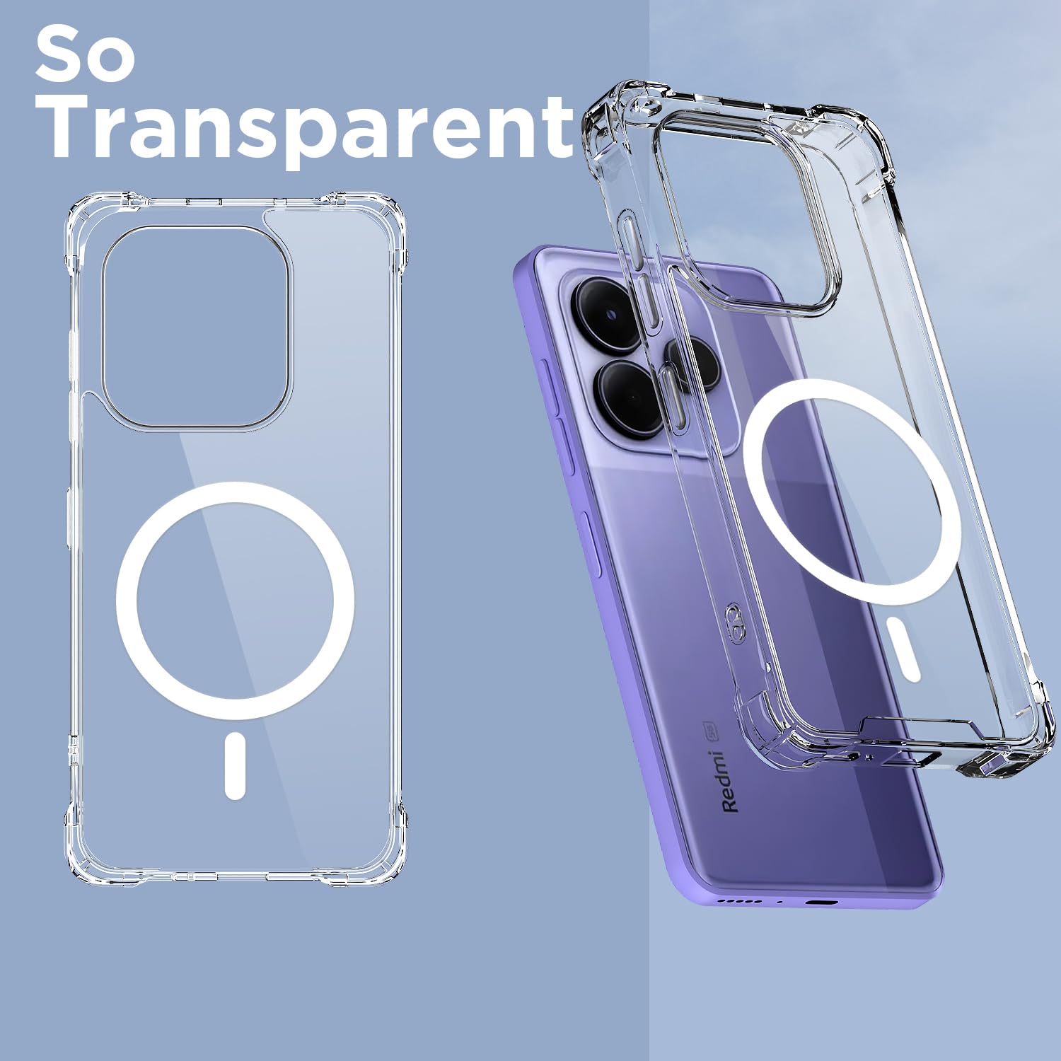 Pikkme transparent mag-safe mobile cover for Redmi Note 14/13 5G – photo 2