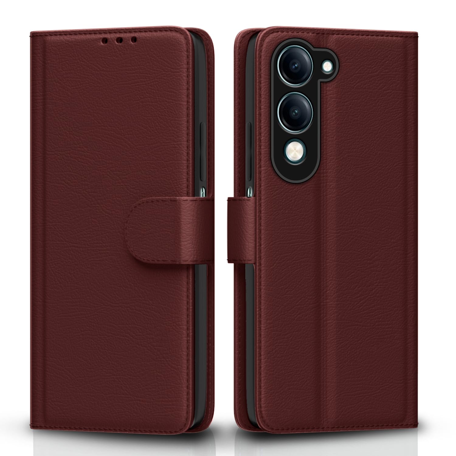 Pikkme brown flip cover for iQOO Z10 Lite 5G/Vivo T4 Lite 5G/Y19 5G/Y19e/Y04 4G/Y29s 5G