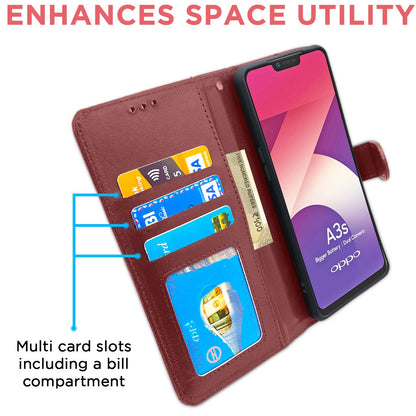 Brown wallet flip cover for Oppo A3S/Realme C1 – Pikkme – photo 3