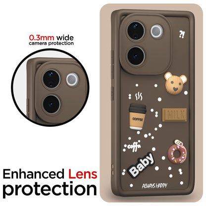 Pikkme Vivo T3 Pro 5G / iQOO Z9s Pro 5G  Cute Fun Cartoon 3D Bear Coffee Back Cover (Brown)