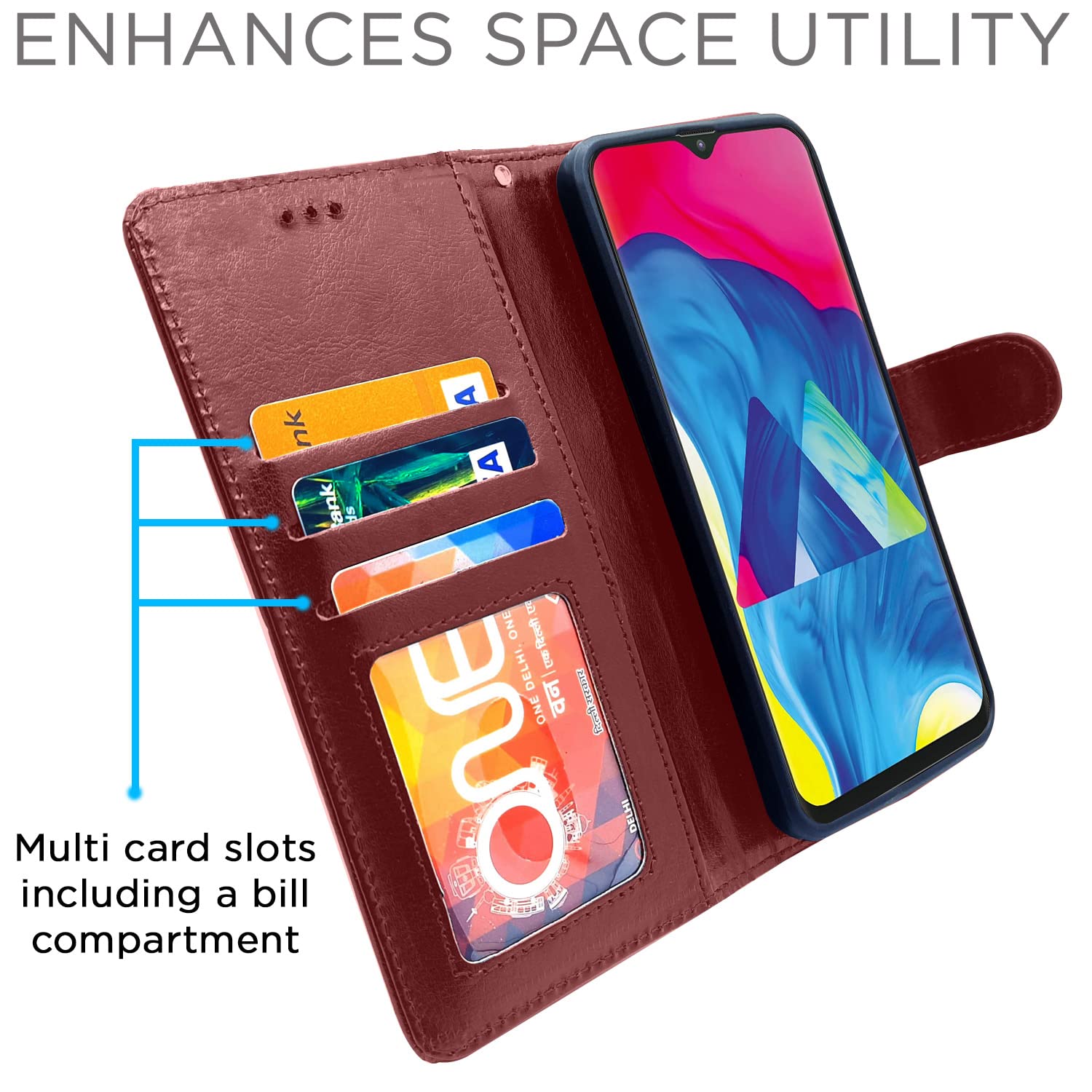 Pikkme Samsung Galaxy M10 Vintage Flip Cover (Brown)
