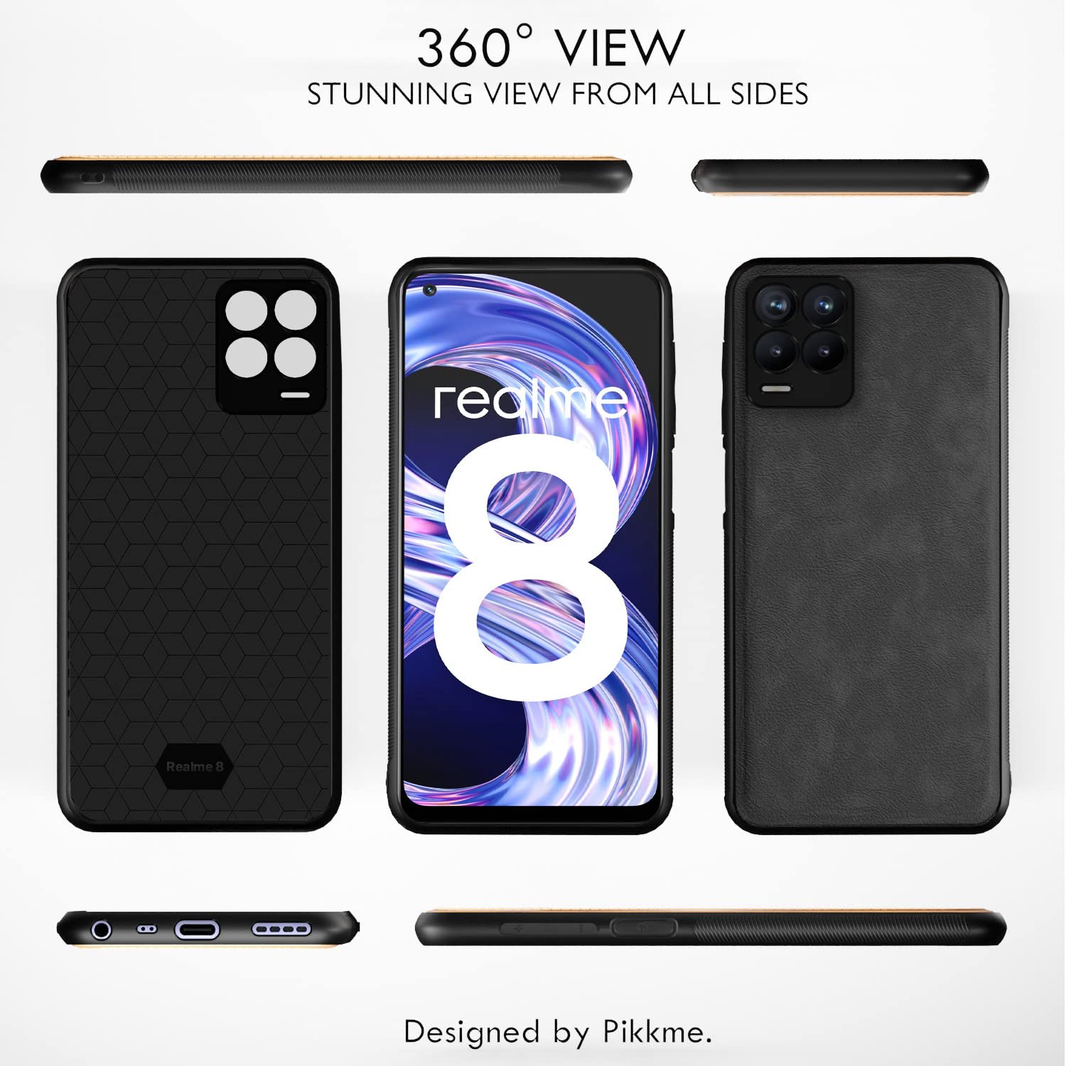 Pikkme Realme 8 4G/8 Pro Leather grey back cover – photo 3