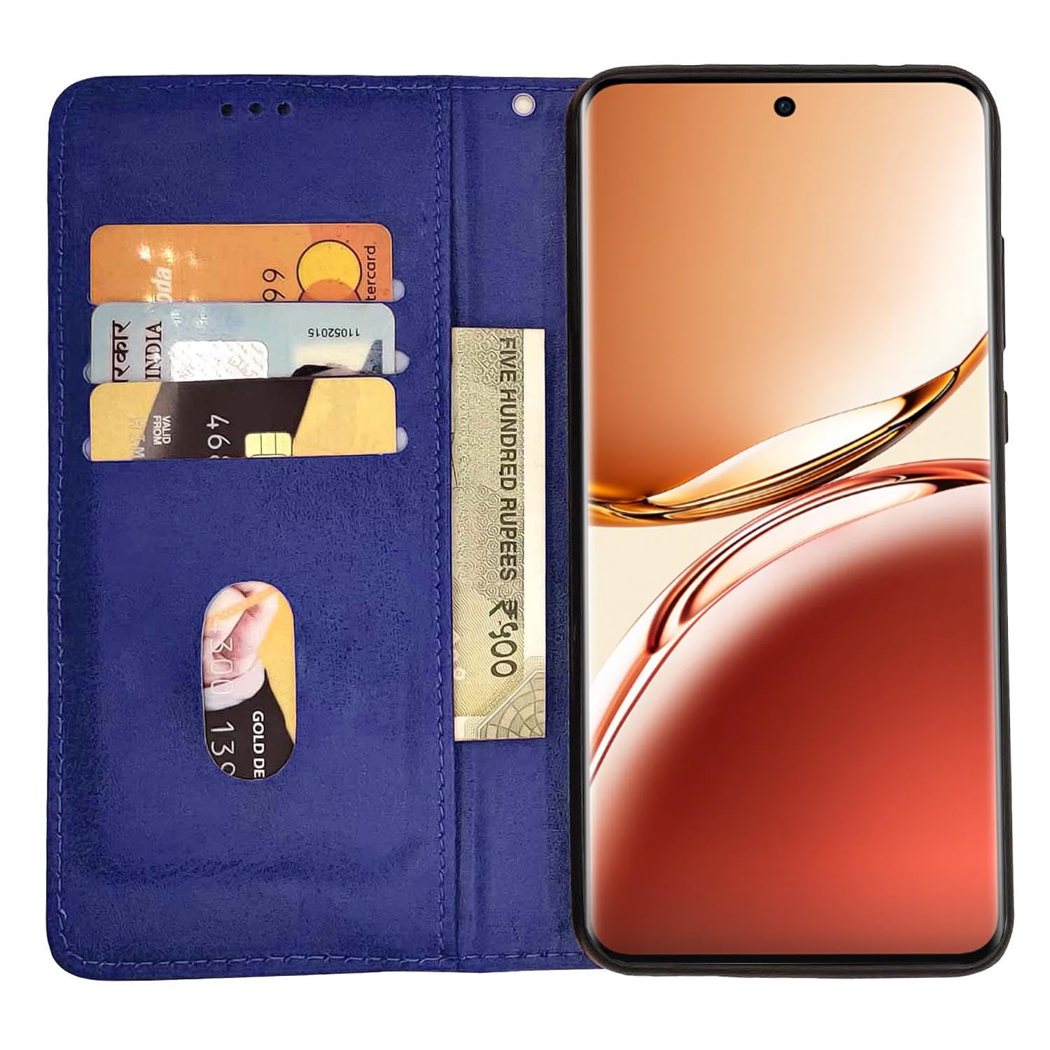Pikkme Oppo F27 5G Premium Leather Magnet Flip Cover (Blue)