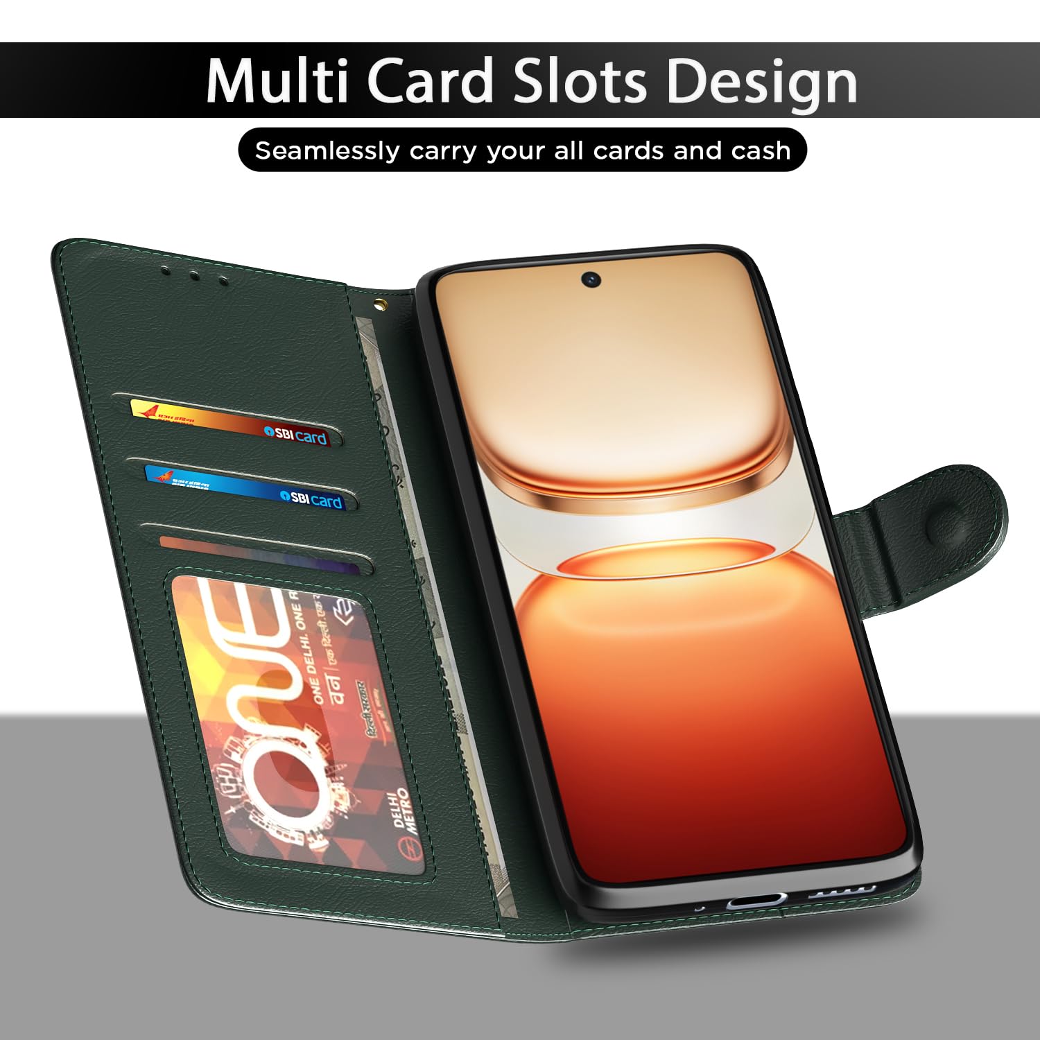 Green Wallet mobile flip cover for Vivo T4/iQOO Z10 5G – Pikkme – photo 5