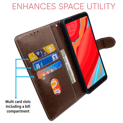 Redmi Y2 wallet flip cover in brown & coffee by Pikkme – photo 4