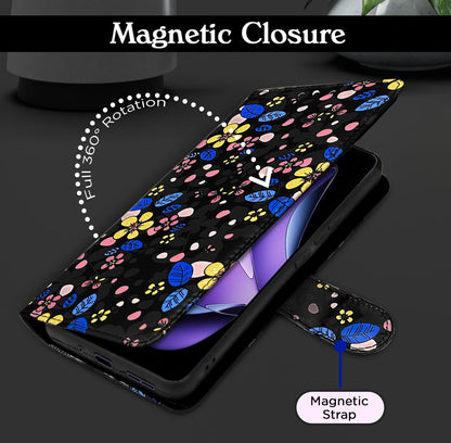 Pikkme Oppo Reno 13F 5G Wallet black flower flip case – photo 6