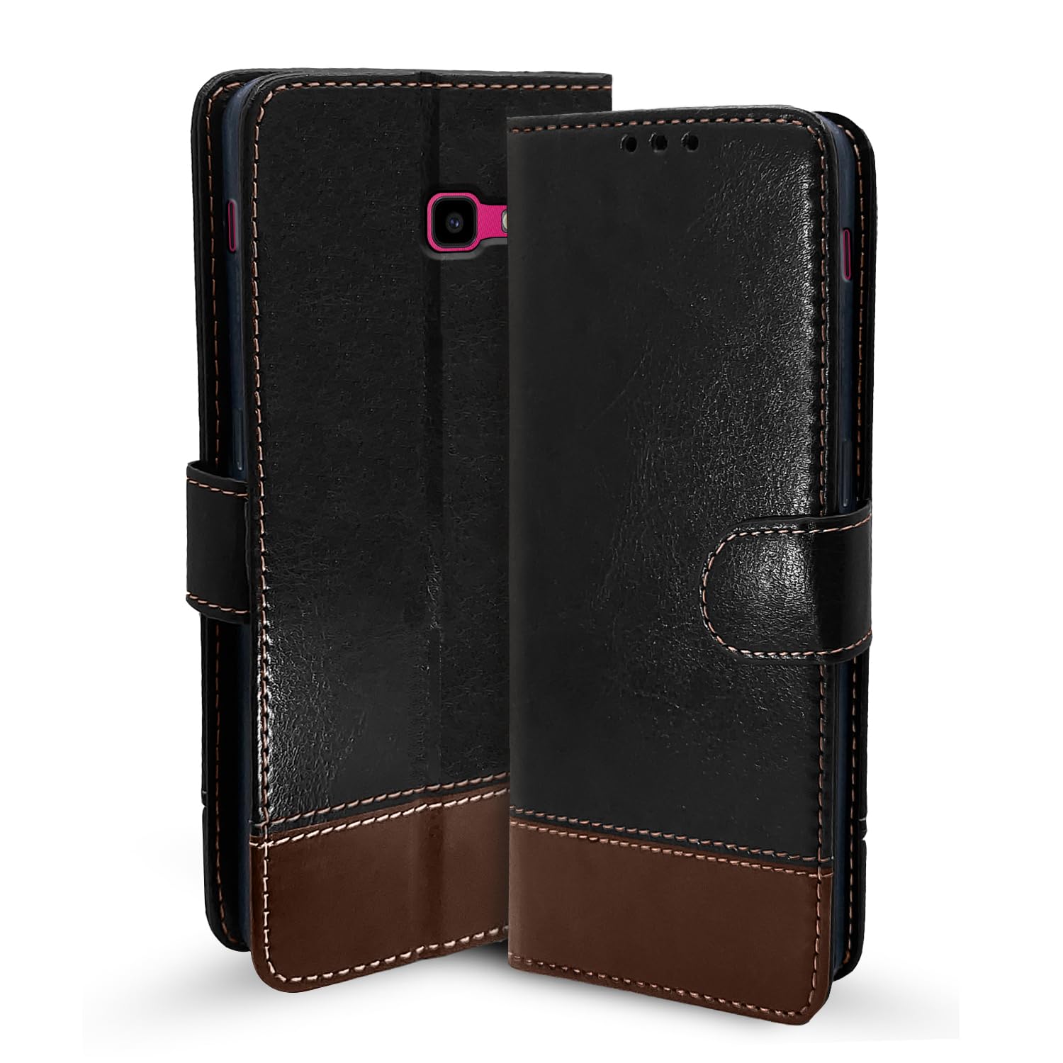 Black & brown Magnetic mobile flip cover for Samsung J4 Plus/J4 – Pikkme