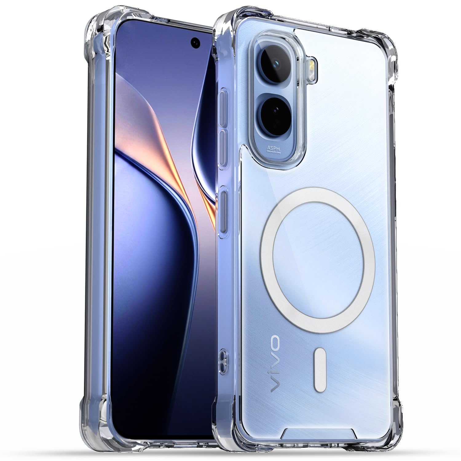 Pikkme transparent mag-safe mobile back cover for Vivo T5 Pro 5G