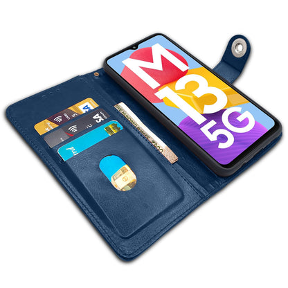 Samsung M13 5G wallet flip cover in blue by Pikkme – photo 3
