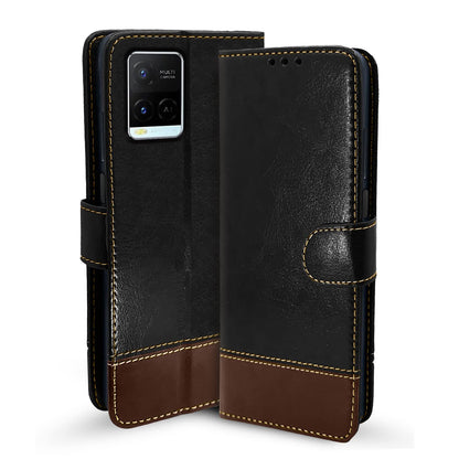 Vivo Y21 2021/Y33s Magnetic flip cover in black & brown by Pikkme