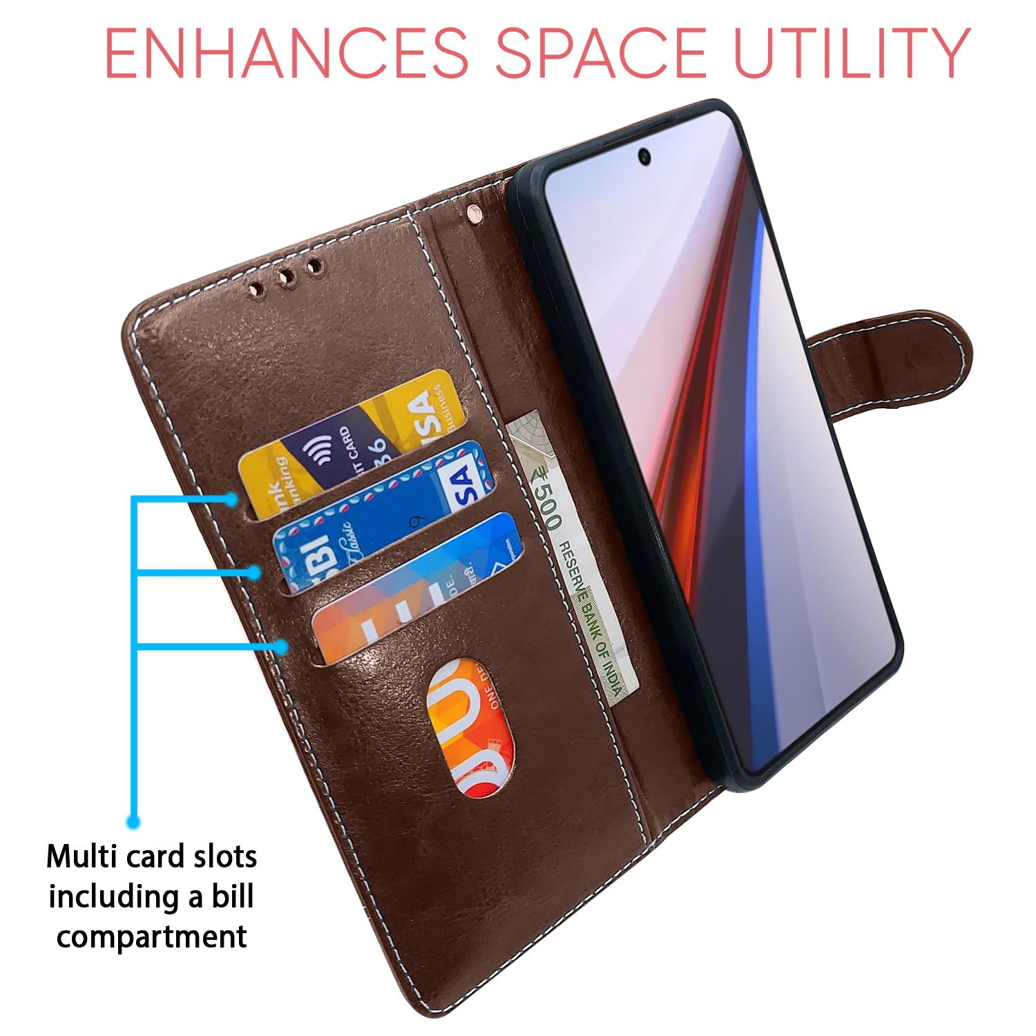Brown & coffee Magnetic flip cover for iQOO 12 5G – Pikkme – photo 4