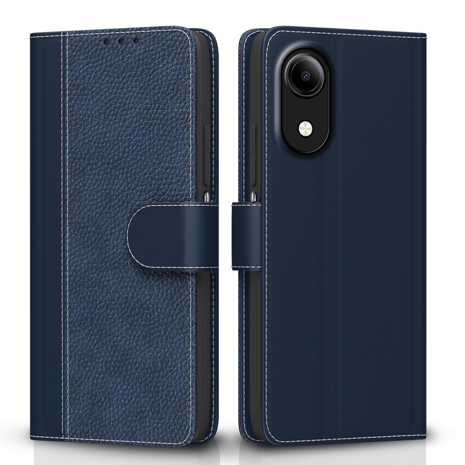 Vivo T5e wallet flip cover in blue by Pikkme