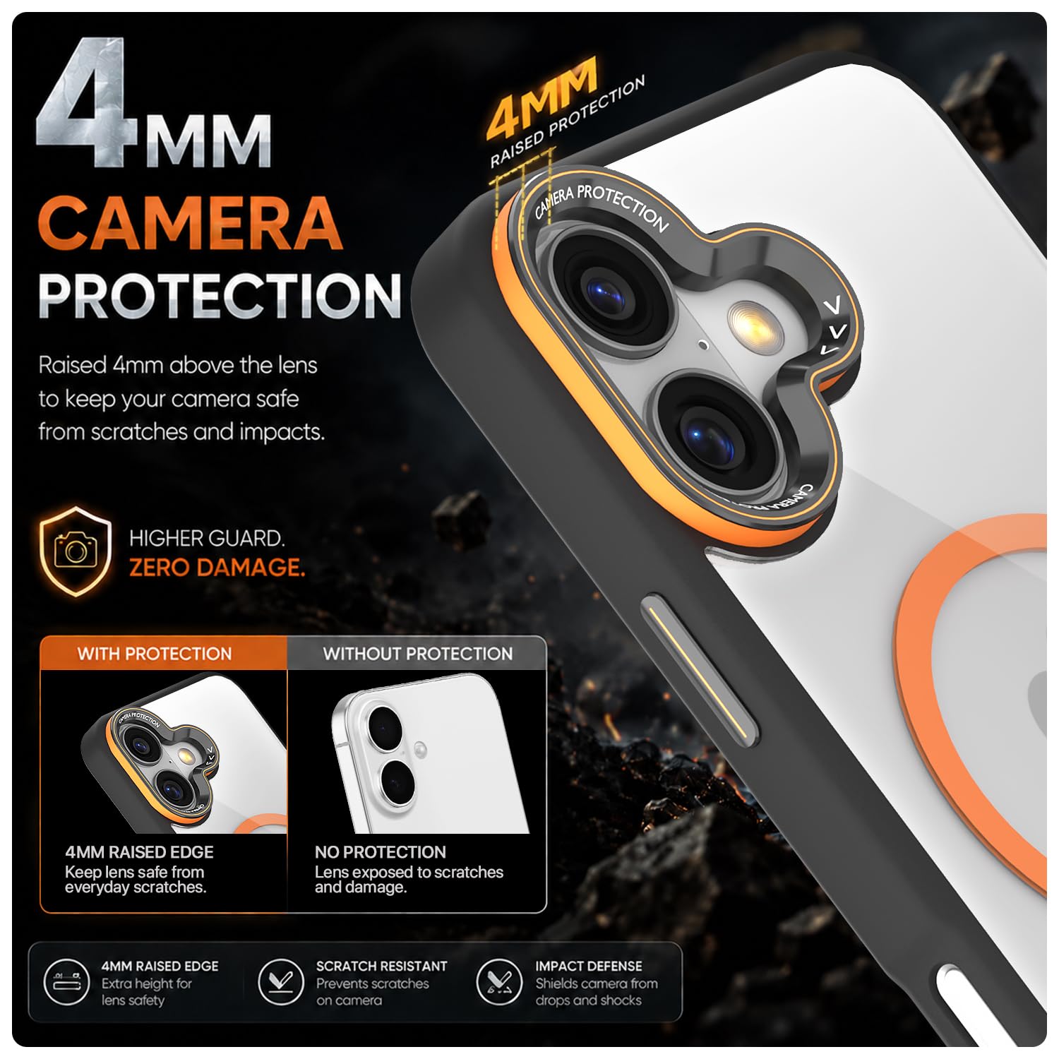 Pikkme black & orange mag-safe MagSafe mobile back cover for iPhone 16 – photo 4
