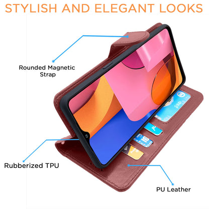Pikkme  Samsung Galaxy A20s Vintage  Flip Cover  (Brown)