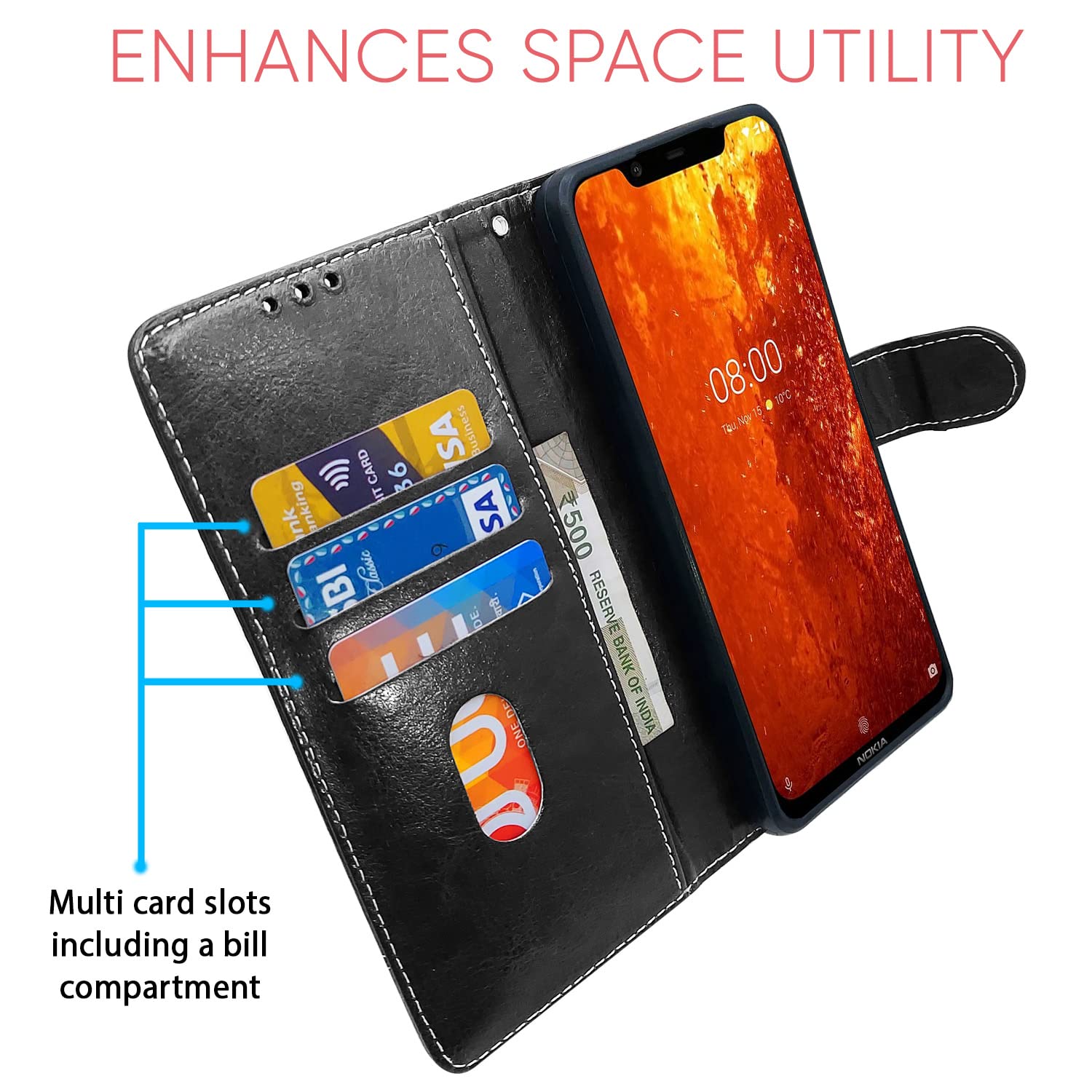 Pikkme Nokia 8.1 black & brown flip cover – photo 3