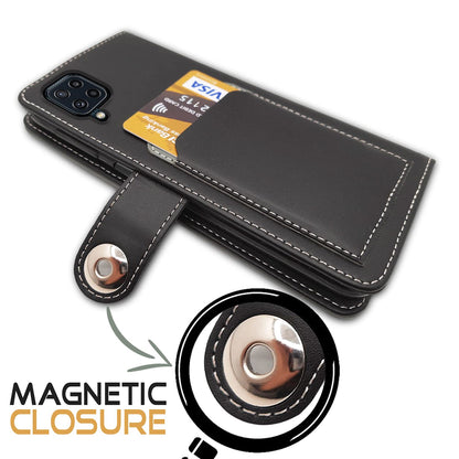 Pikkme Samsung Galaxy M32 4G / F22 4G Wallet Style Inbuilt Pockets & Stand | Strong Magnetic Flip Cover  (Grey)