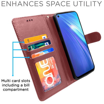 Pikkme Realme 6 Vintage Flip Cover (Brown)