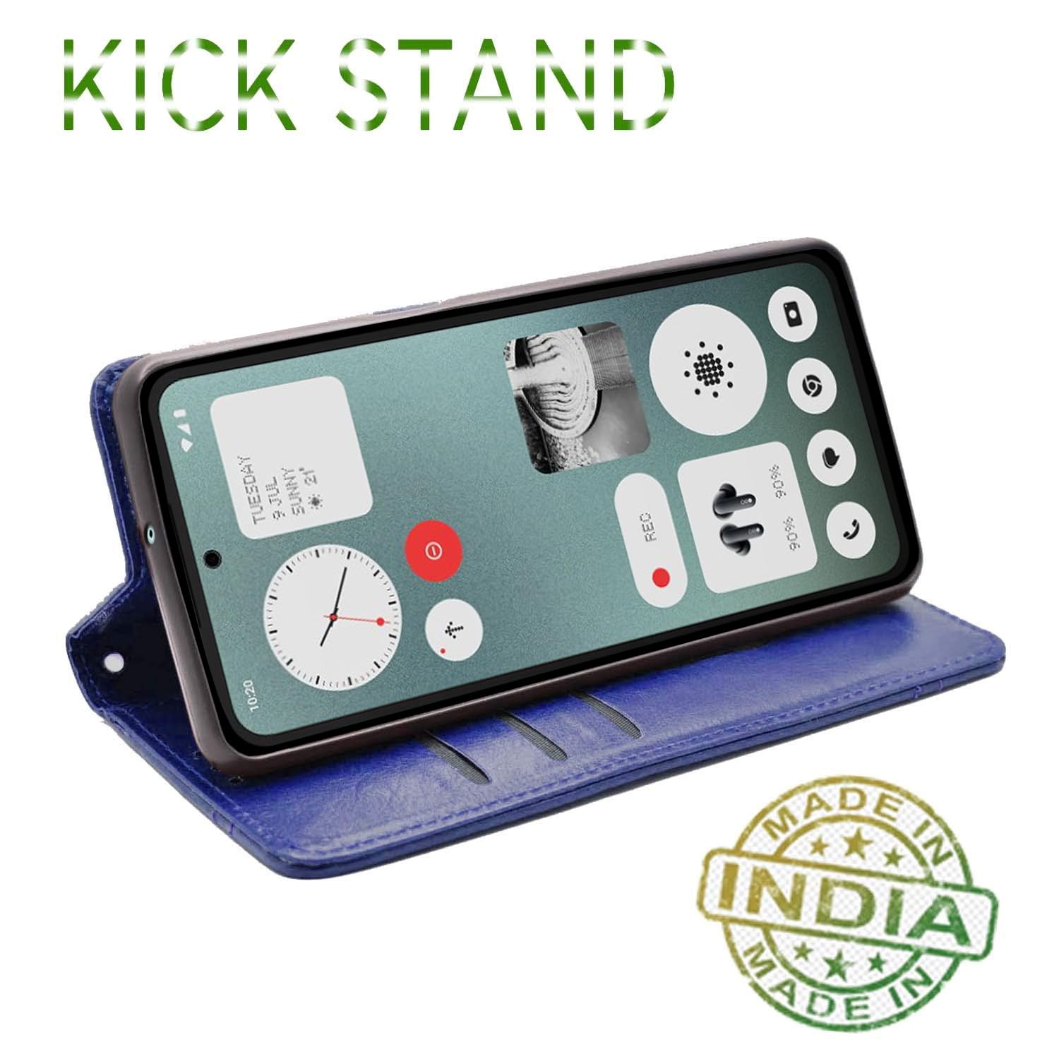 Pikkme CMF by Nothing Phone 1 Premium Leather Magnetic Flip Cover (Blue)
