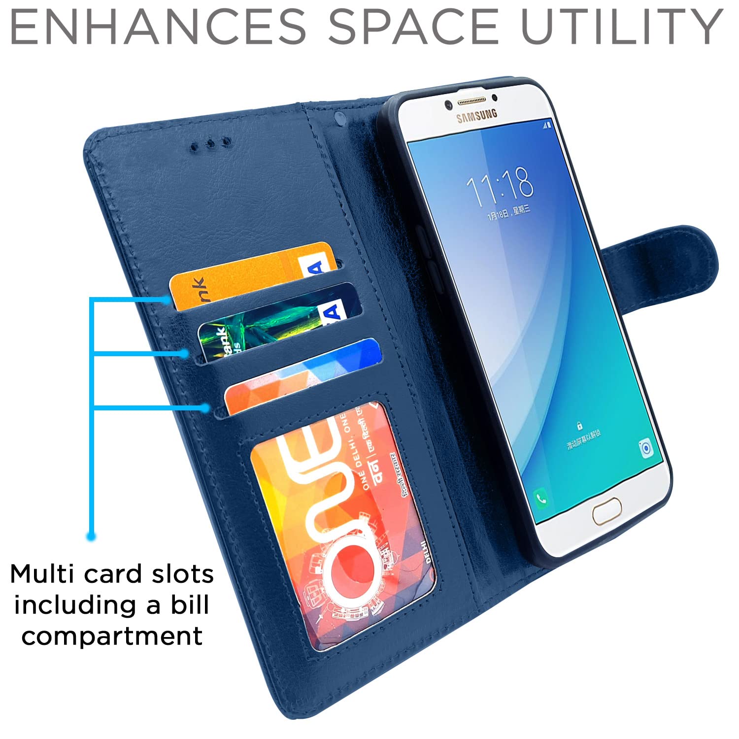 Blue Wallet flip case for Samsung C7 Pro – Pikkme – photo 3