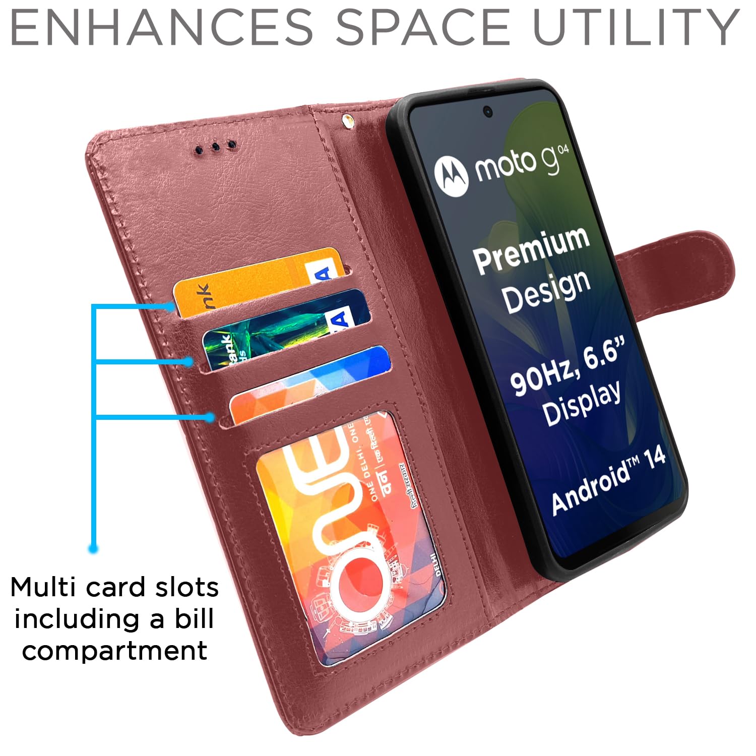 Pikkme brown Wallet wallet flip cover for Moto G04 – photo 5