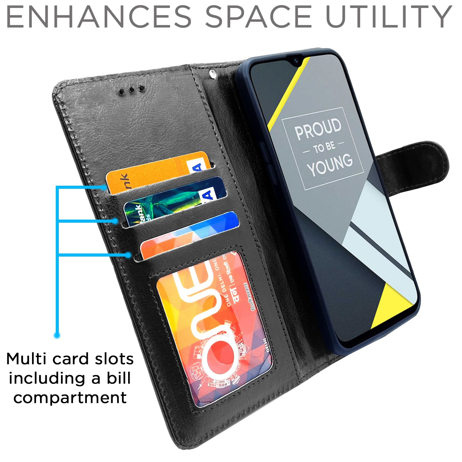 Pikkme Realme C2 Vintage Flip Cover | Black