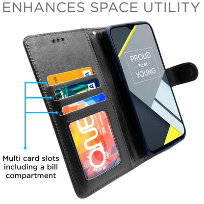 Pikkme Realme C2 Vintage Flip Cover | Black