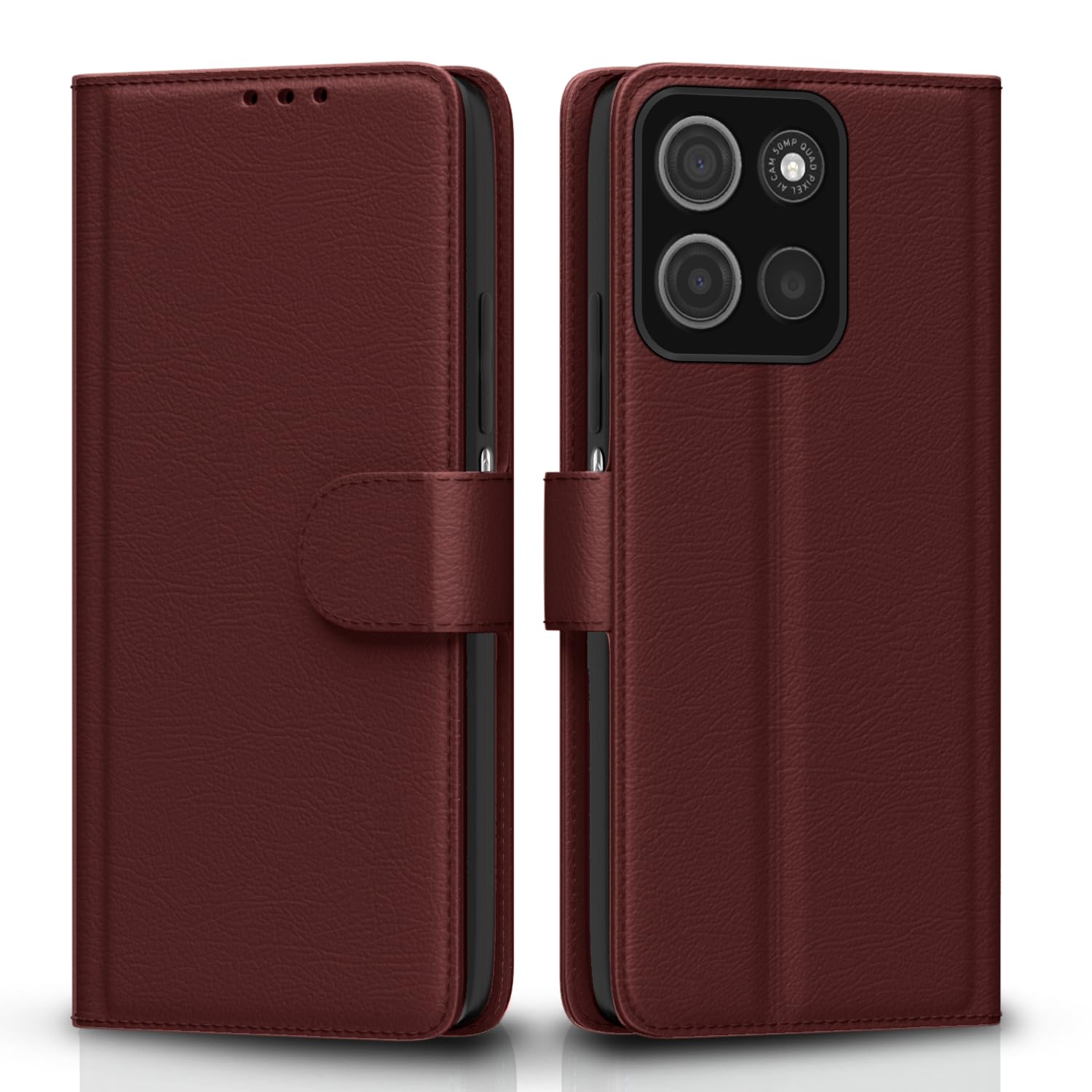 Pikkme brown Wallet flip cover for Moto G15