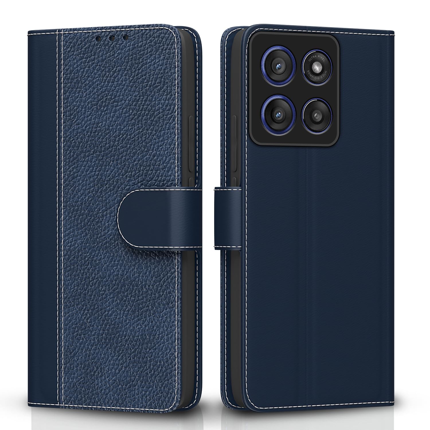 Pikkme Motorola Moto Edge 60 Stylus 5G Double Contrast Flip Cover (Blue)