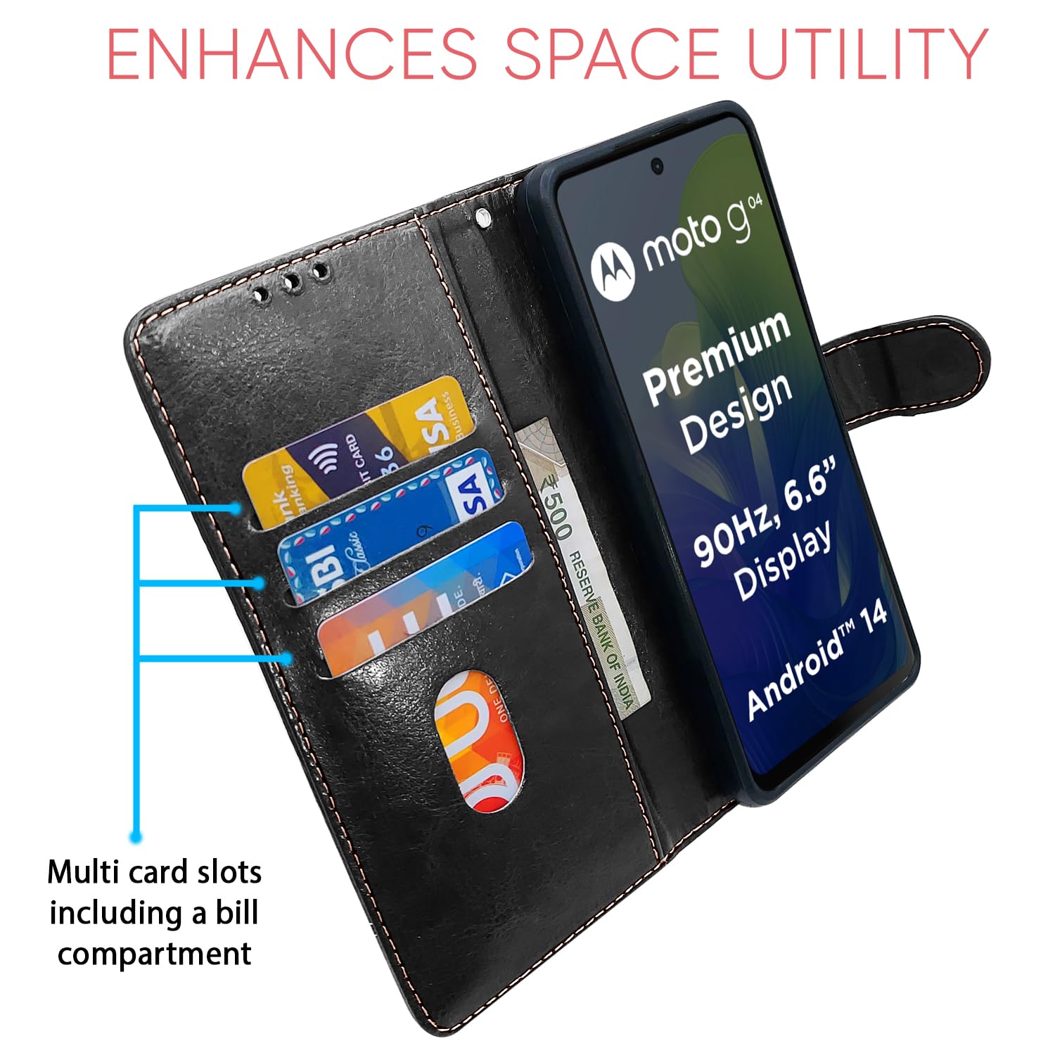 Pikkme black & brown Magnetic mobile flip cover for Moto G04 – photo 4