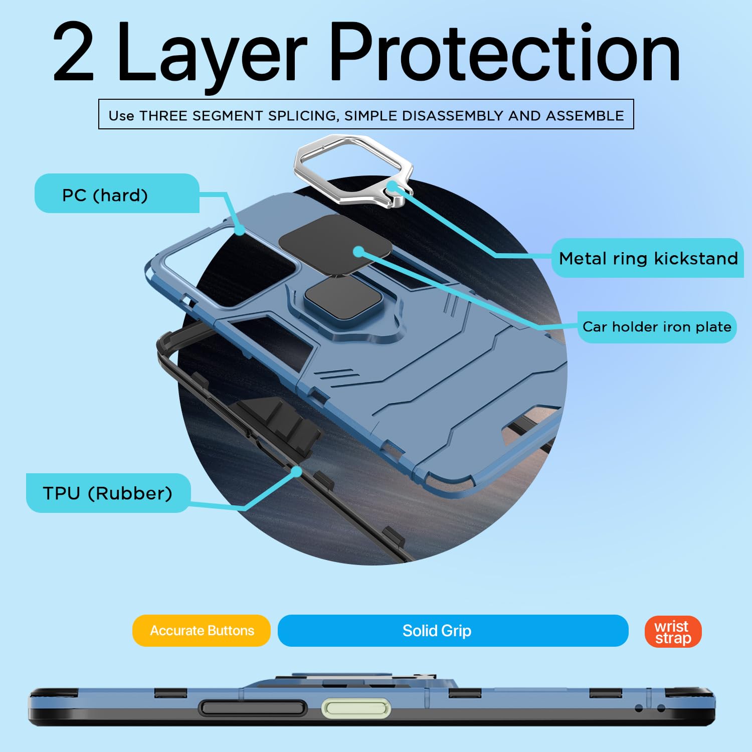 Pikkme Redmi 13C 4G/13C 5G D5 Tough Armor blue phone cover – photo 4
