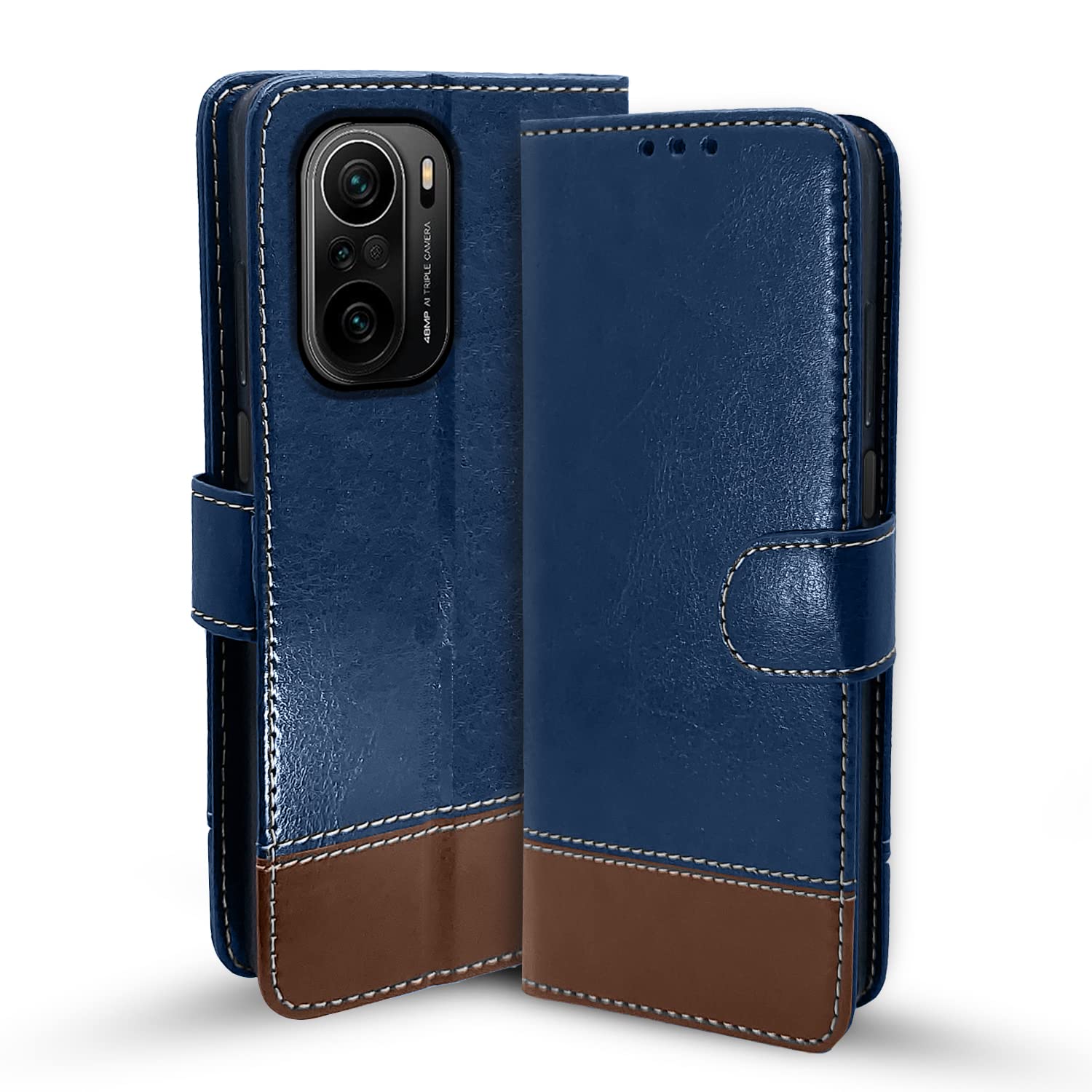 Pikkme blue & brown Magnetic flip case for Mi 11x