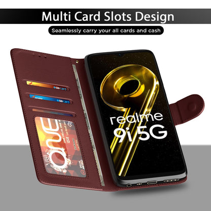 Pikkme Realme 9i 5G Vintage Flip Cover (Brown)