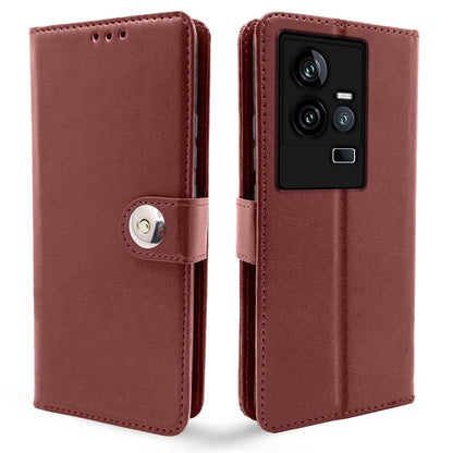 Pikkme brown Button flip case for iQOO 11 5G