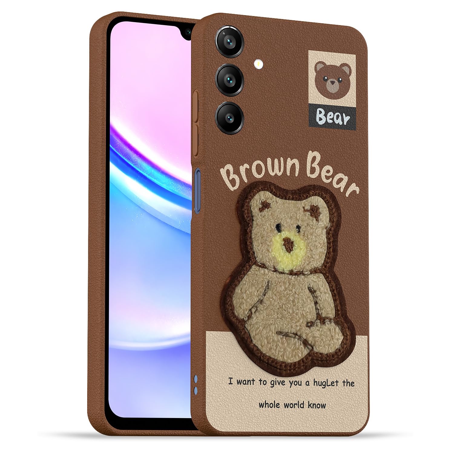 Brown Plush Patch phone cover for Samsung A15 4G/A15 5G – Pikkme