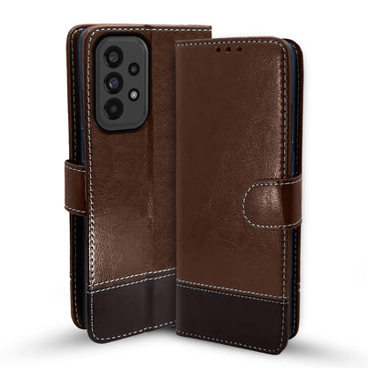 Samsung A33 5G mobile flip cover in brown & coffee by Pikkme
