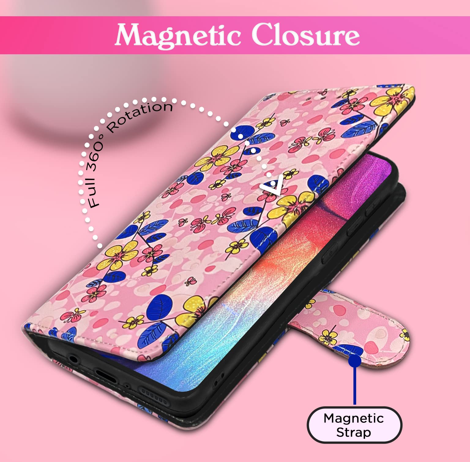 Samsung A50/A50s/A30s Wallet flip cover in pink flower by Pikkme – photo 6