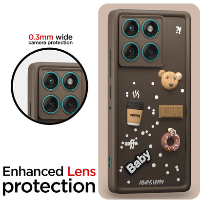 Pikkme Motorola Moto Edge 60 Fusion 5G Cute Fun Cartoon 3D Bear Coffee Back Cover (Brown)
