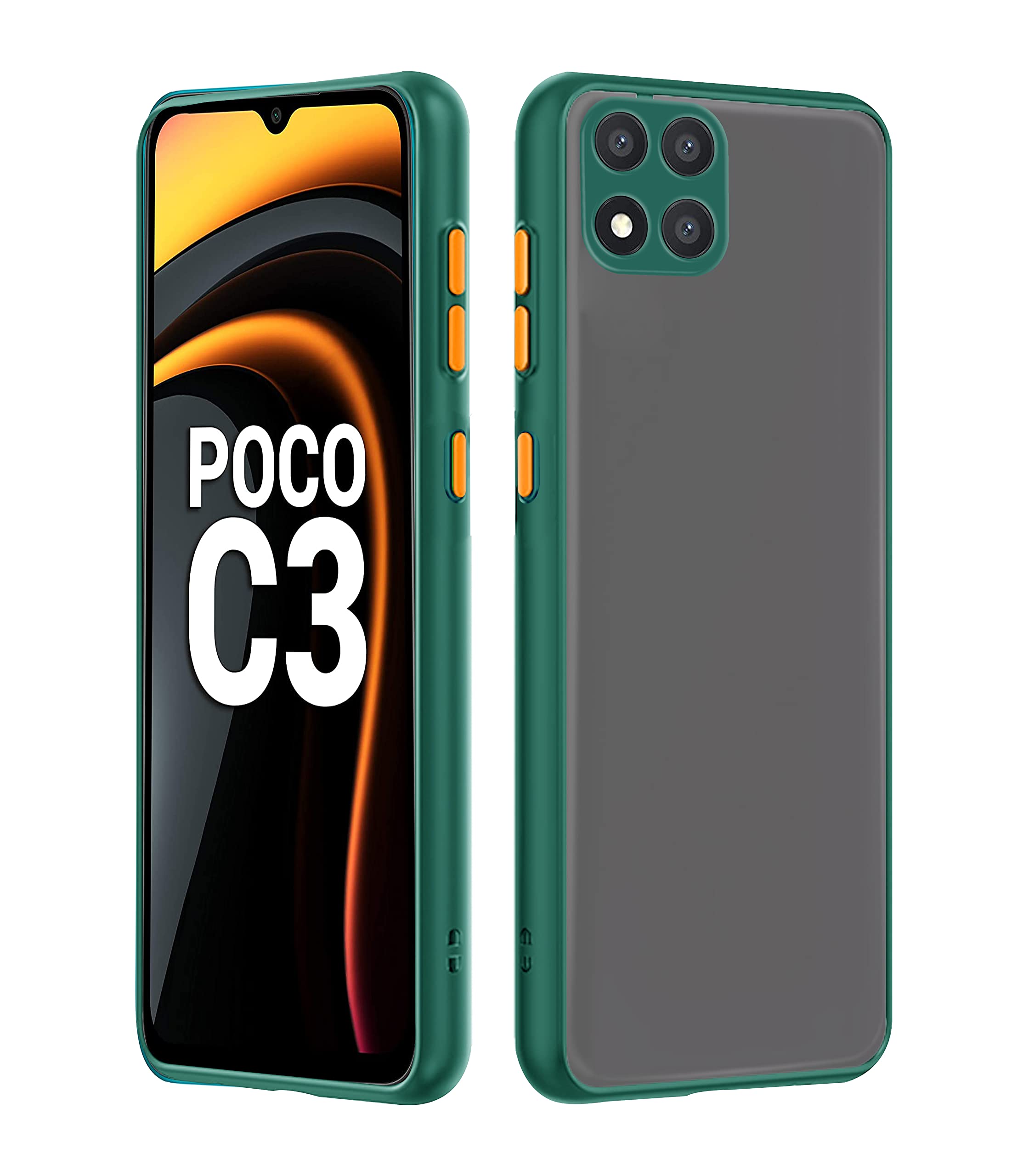Pikkme green Matte back cover for Poco C3
