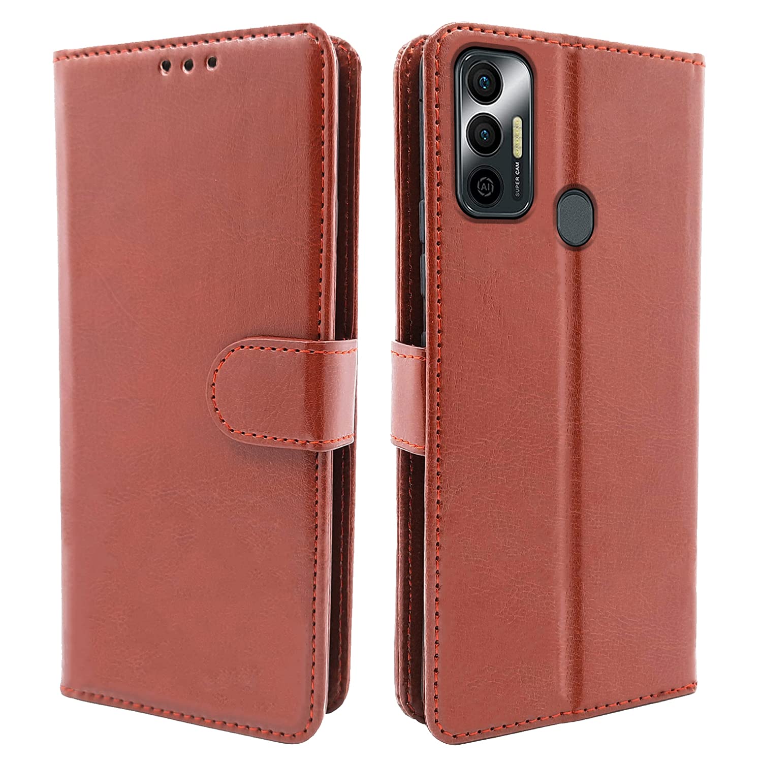   Tecno Spark 7 Brown Vintage Flip Cover