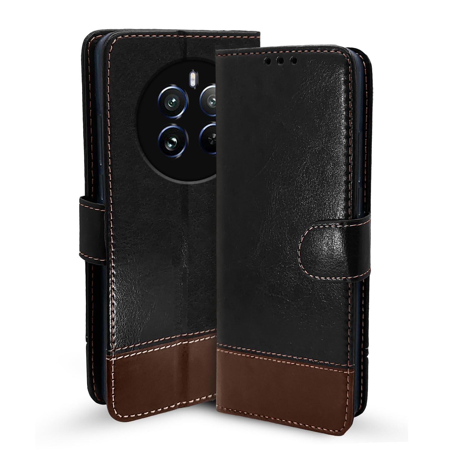 Pikkme black & brown Magnetic flip cover for Realme 12 Pro/12 Pro Plus 5G