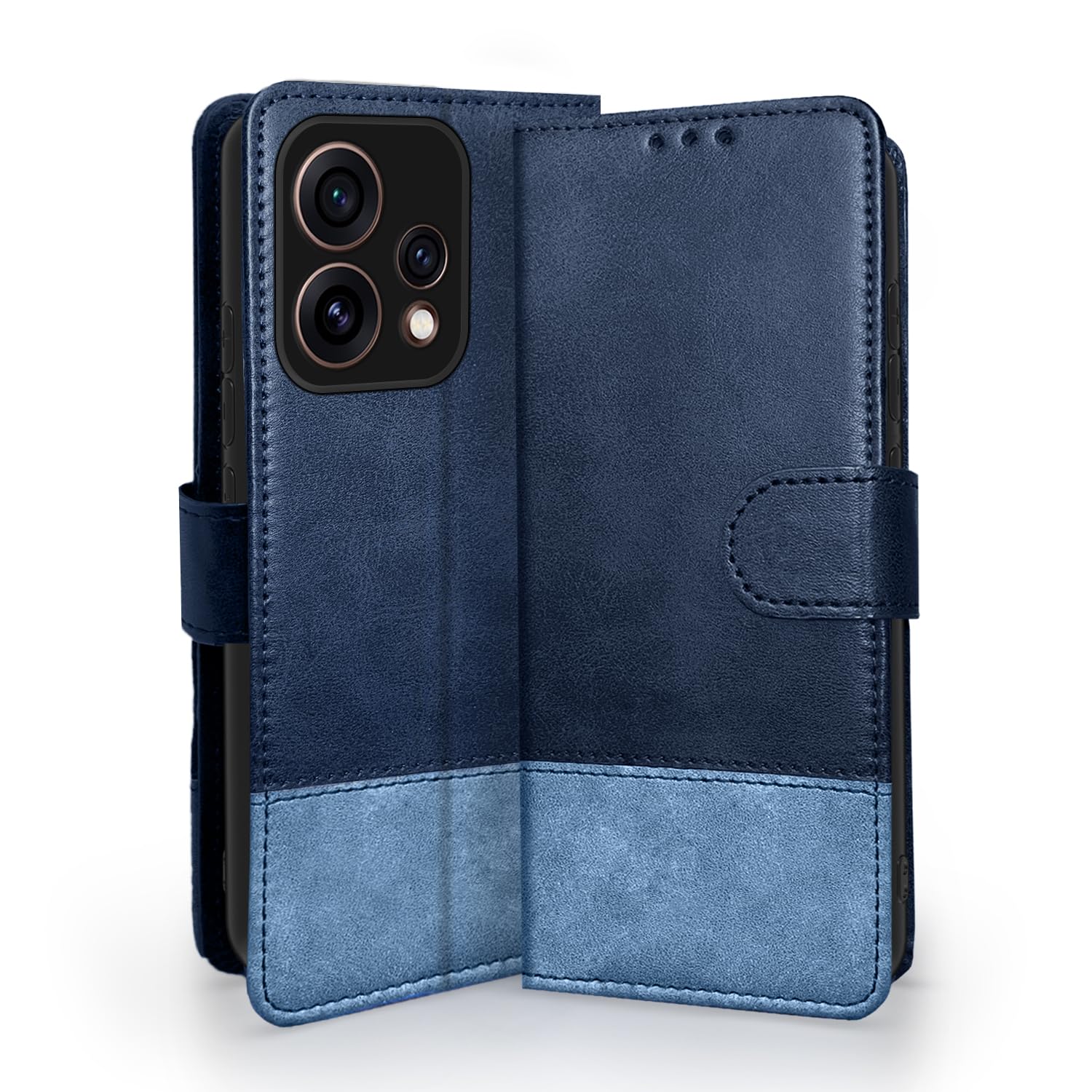 Pikkme Oppo Reno 15 5G Magnetic navy & light blue flip cover