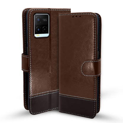 Pikkme Vivo Y21 2021/Y33s brown & coffee flip cover