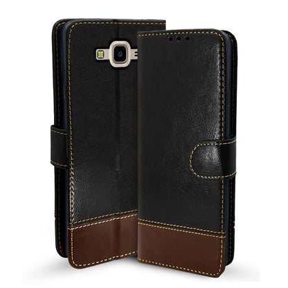 Pikkme black & brown flip cover for Samsung J7 2015/J7
