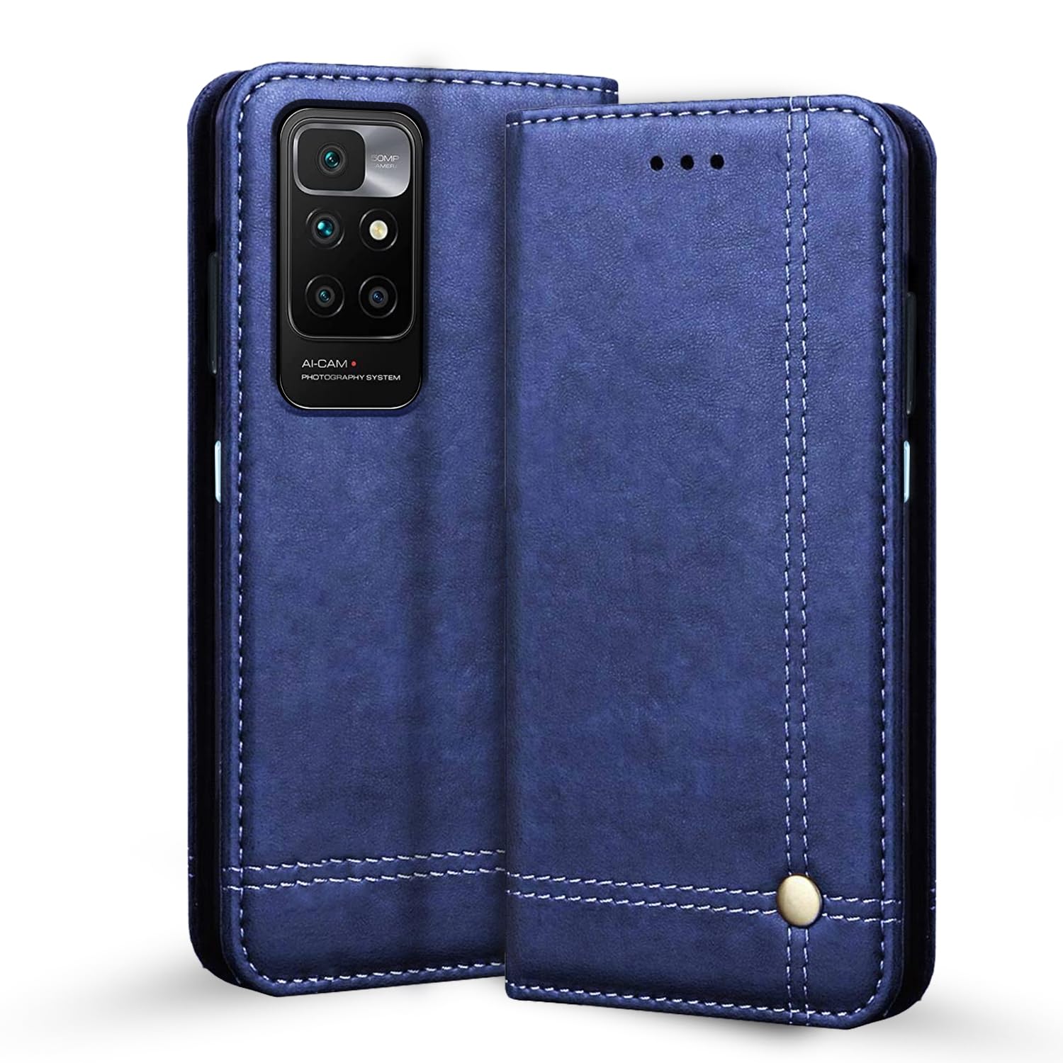 Pikkme blue Wallet mobile flip cover for Redmi 10 Prime