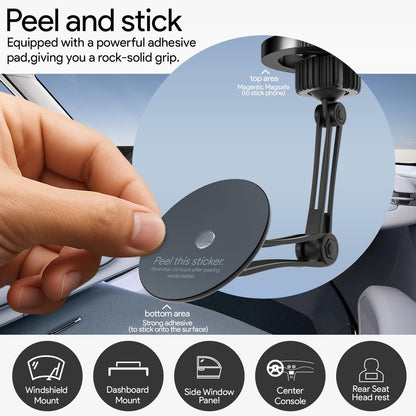 Pikkme 360° PRO Magnetic Car Phone Holder Universal Sticky Mount | Secure Grip & Stylish Design
