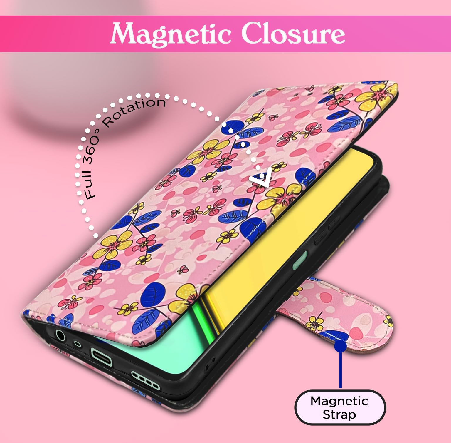 Pikkme pink flower mobile flip cover for Realme C61/Narzo N61 – photo 6