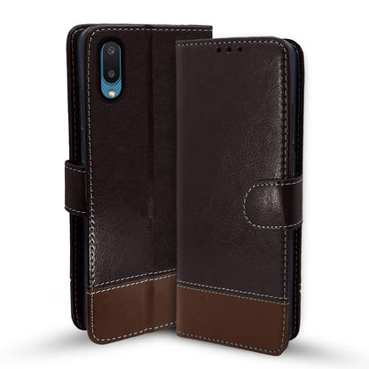 Samsung M02 wallet flip cover in coffee & brown by Pikkme