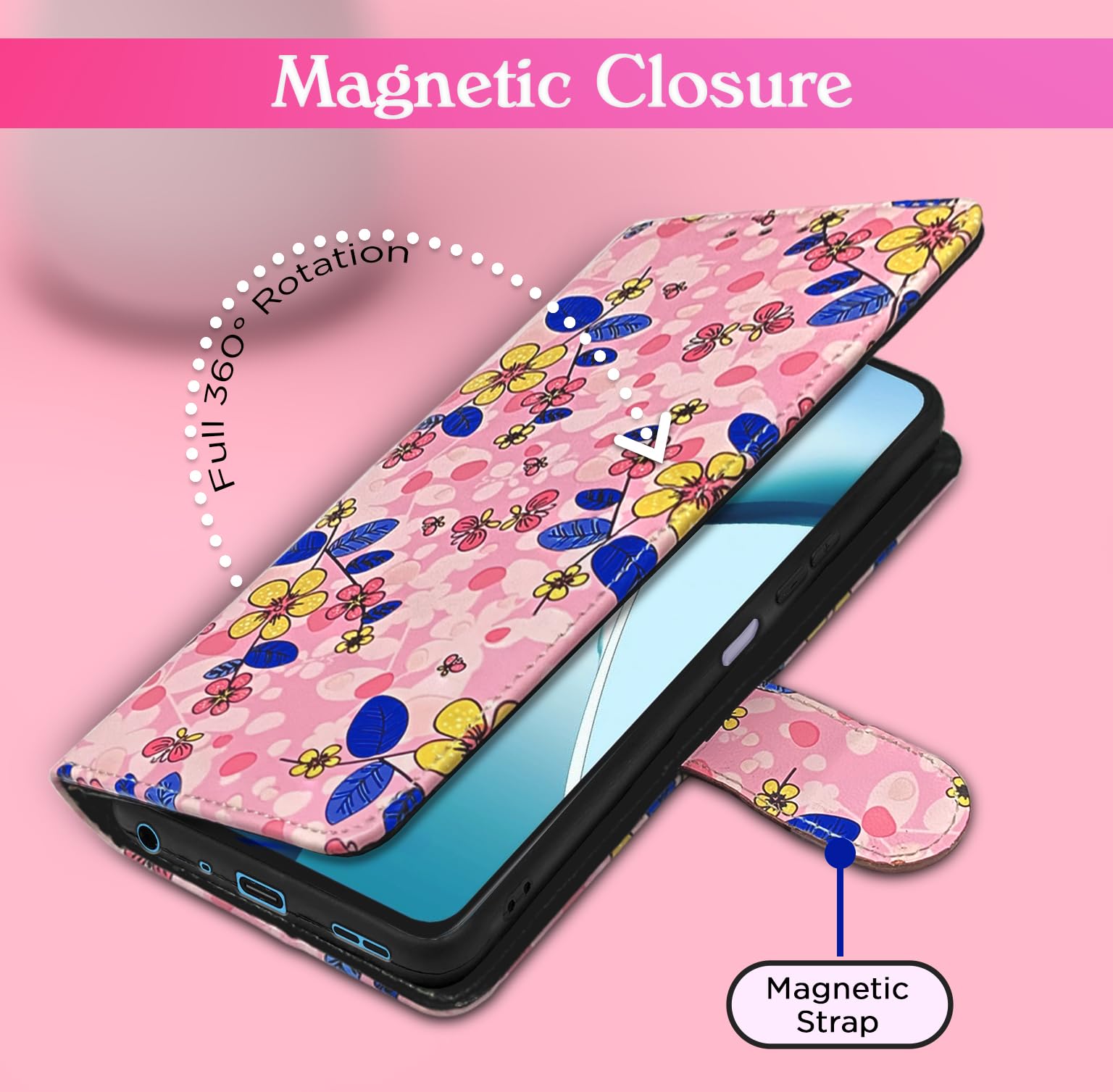 OnePlus Nord CE 4 Lite 5G Wallet flip case in pink flower by Pikkme – photo 6
